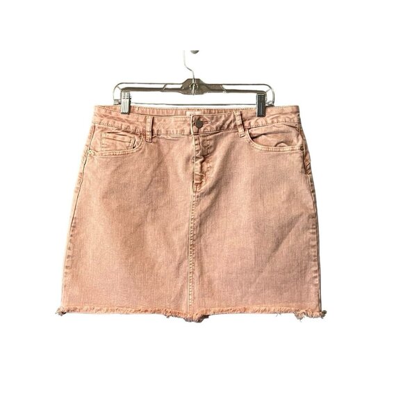 Wash Lab Denim Pink Mini Jean Skirt Size 32 Frayed Hem Party Sexy Casual Raw Hem - Picture 1 of 13